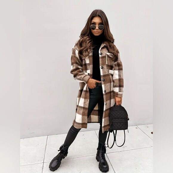 Plaid Shacket Coat Brand New 4x - Picture 1 of 4